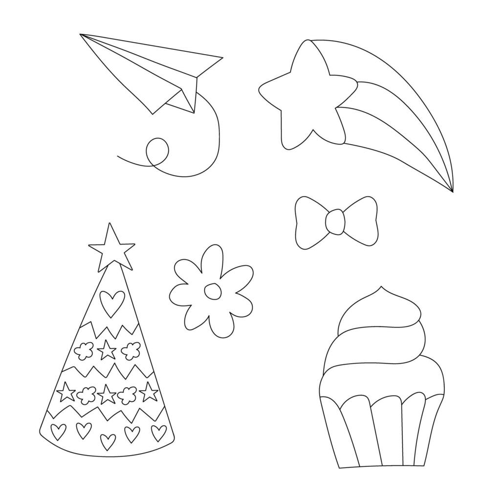 Outlined Birthday Clipart Collection vector
