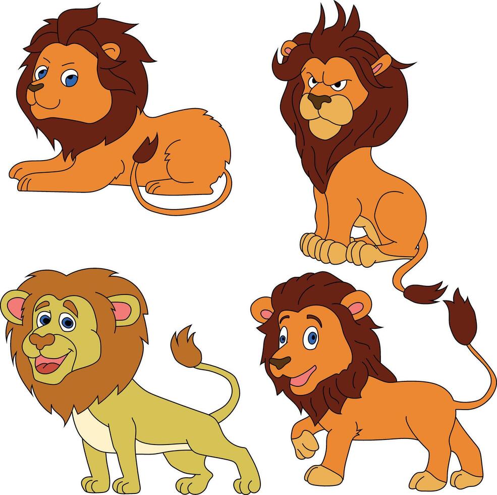 Hand-drawn lion Clipart Doodles vector