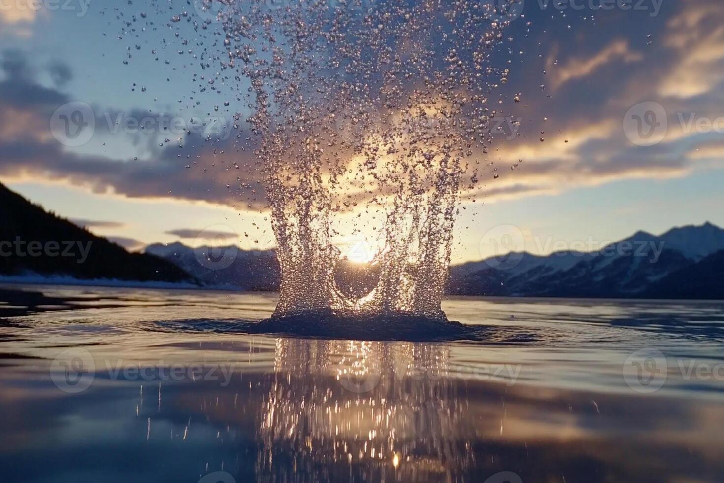 A splash of water is seen in the water photo