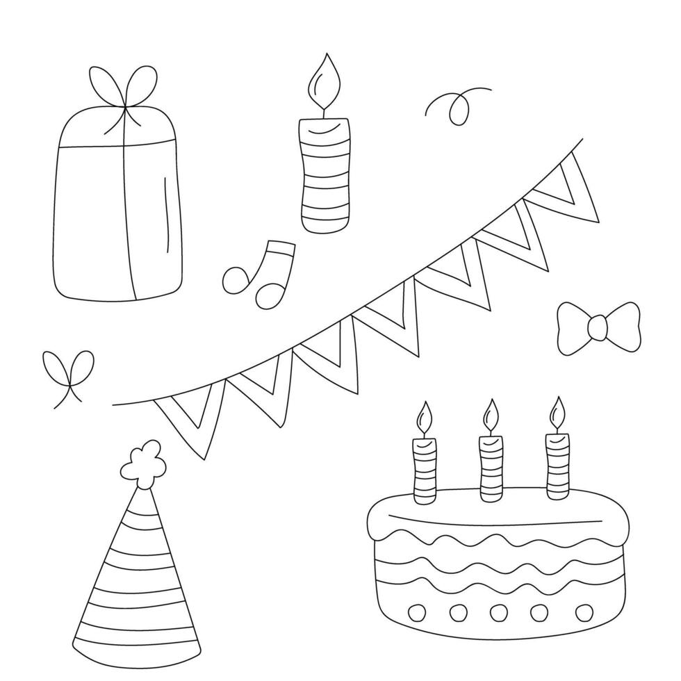 Outlined Party Decorations Doodles vector