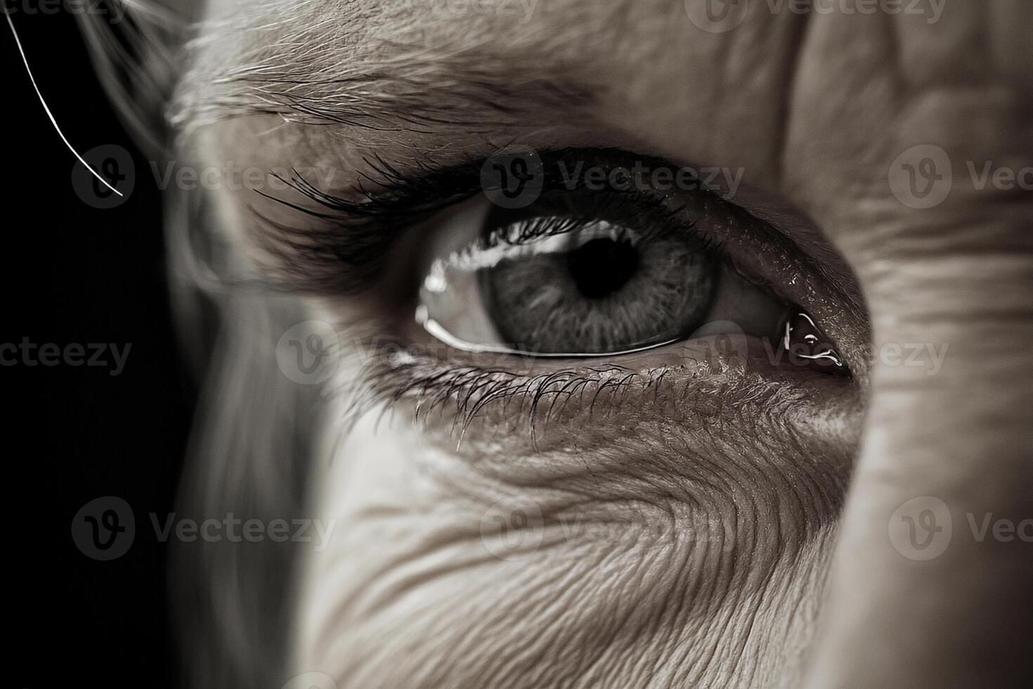 A close up of an older woman's eye photo