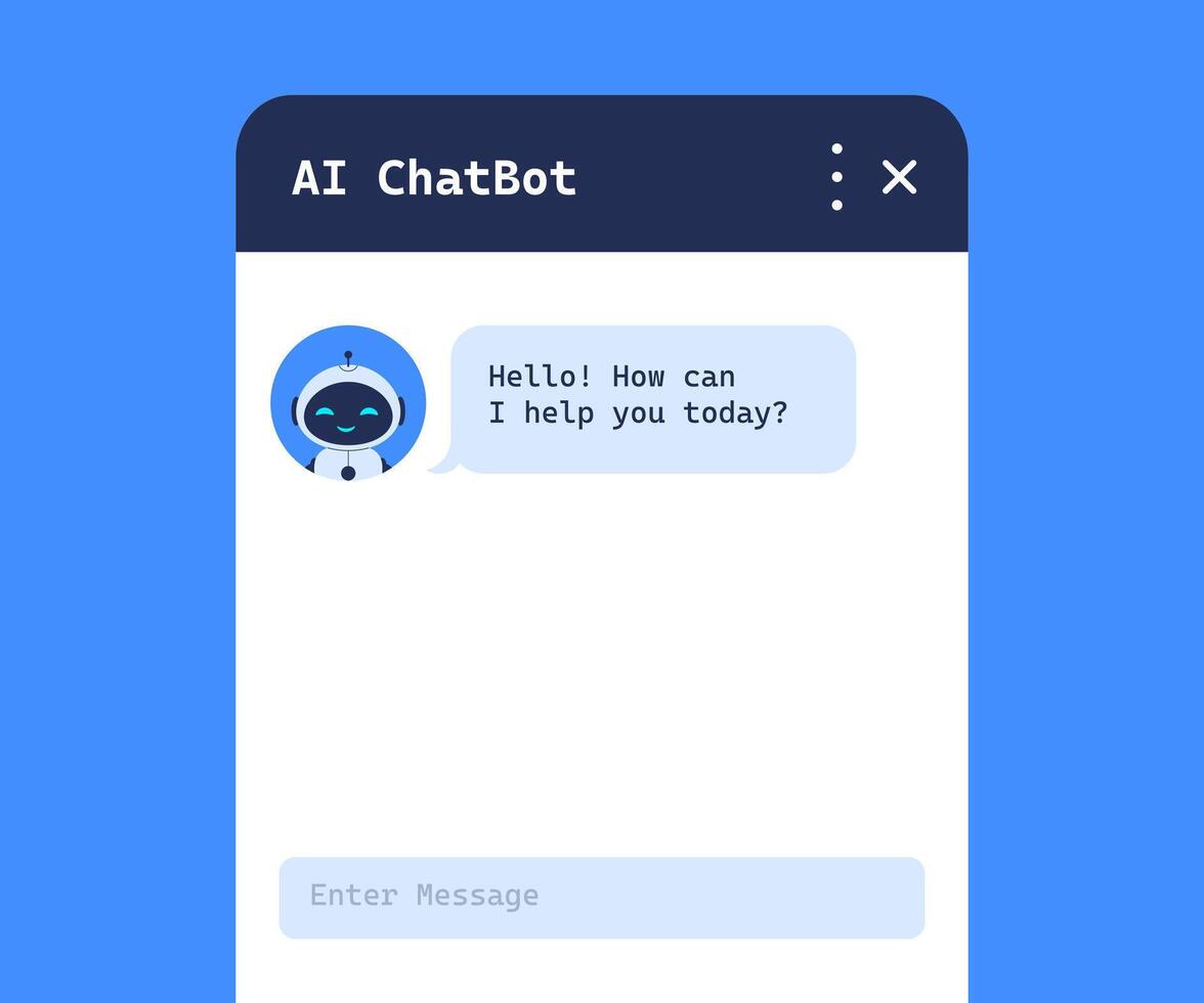 Popup window interface of AI chatbot with message. illustration for online support and virtual assistant vector