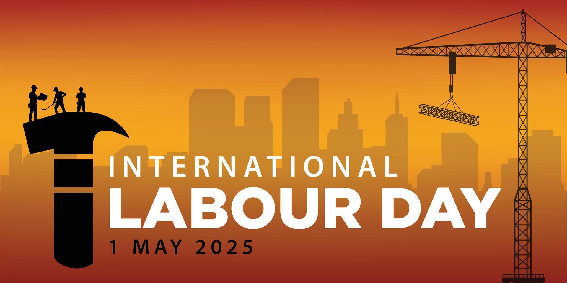 Design Of World Labour day 1 May with Grunge Background. vector