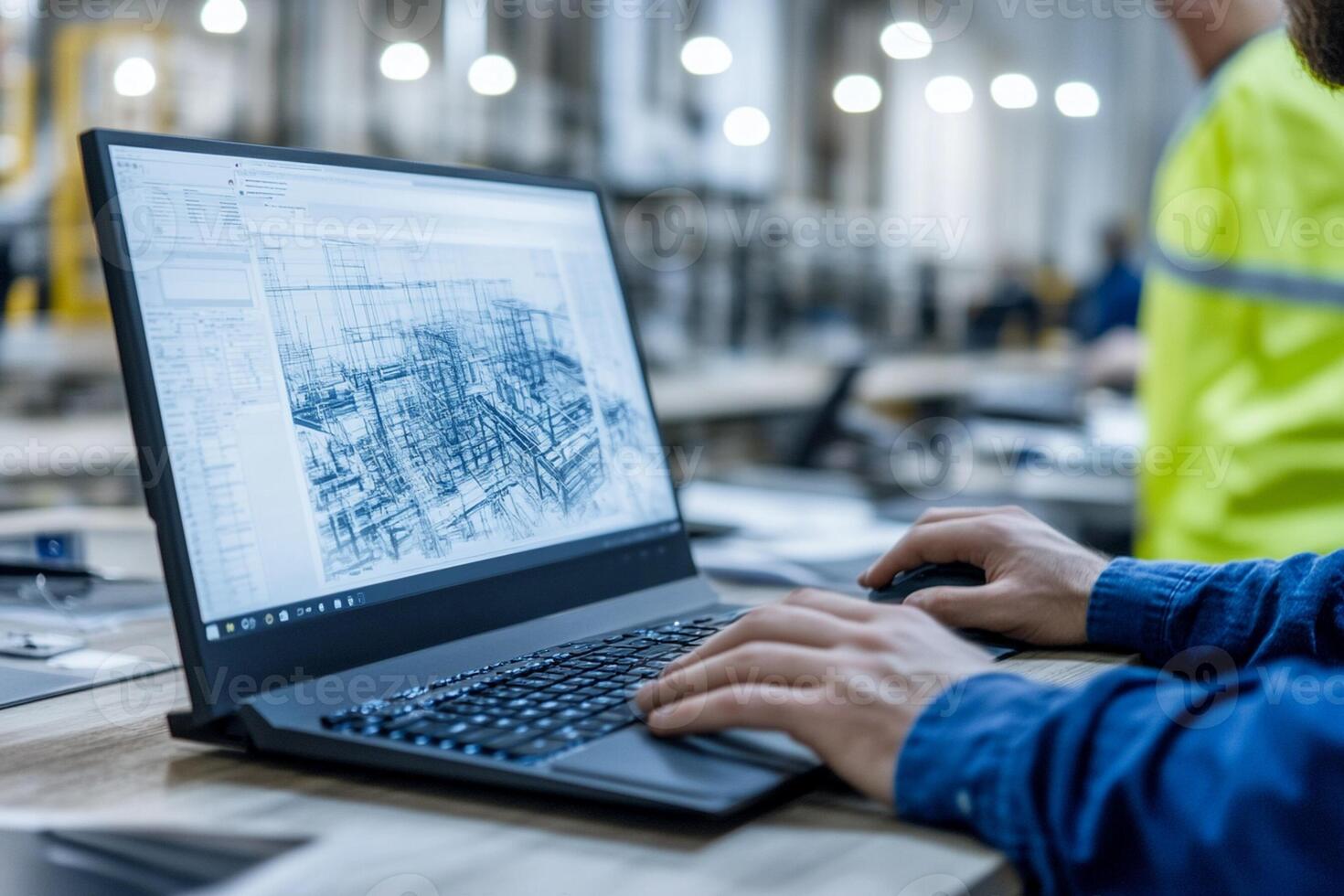 A man is working on a laptop computer photo