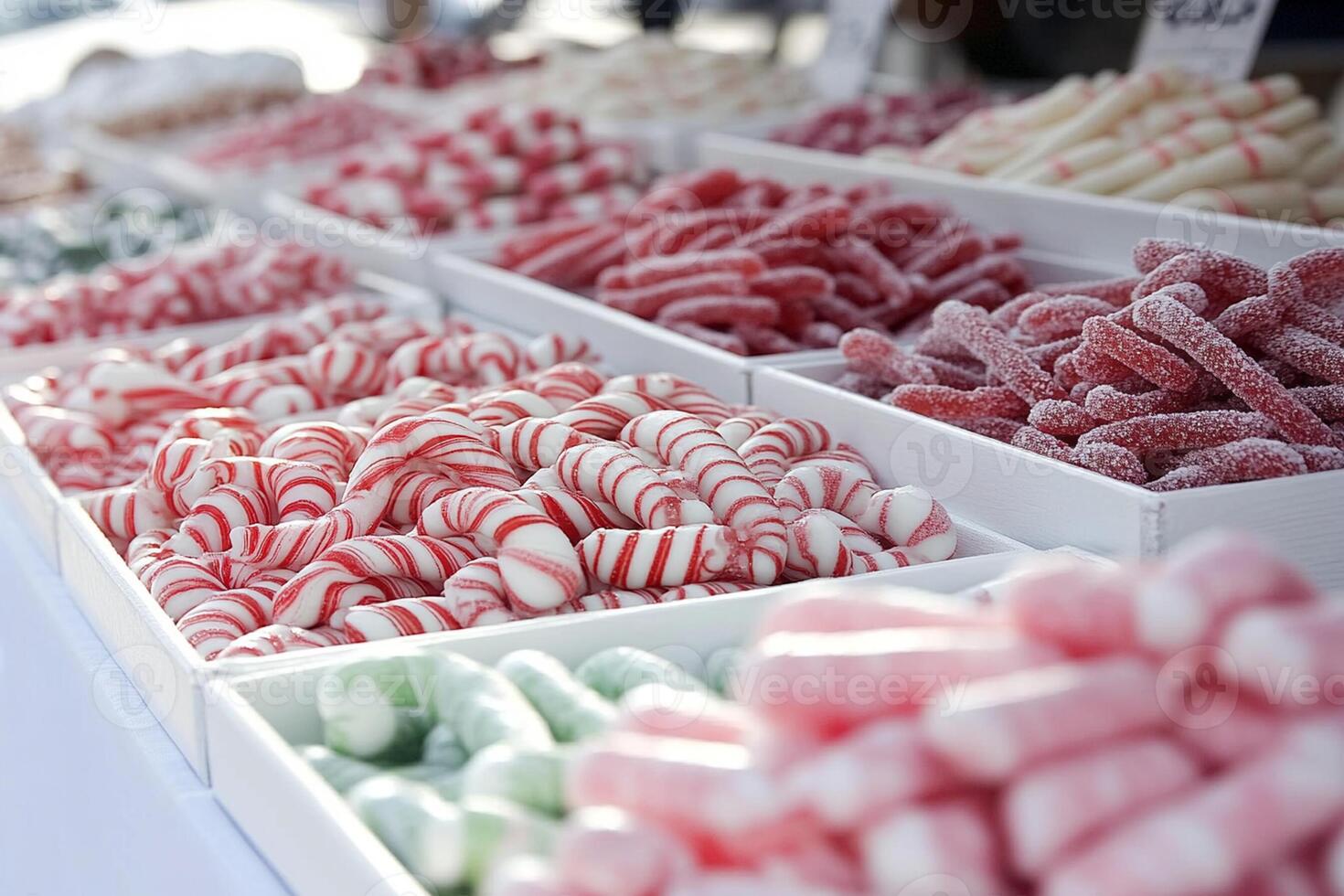 A display of candy canes on display at a market photo