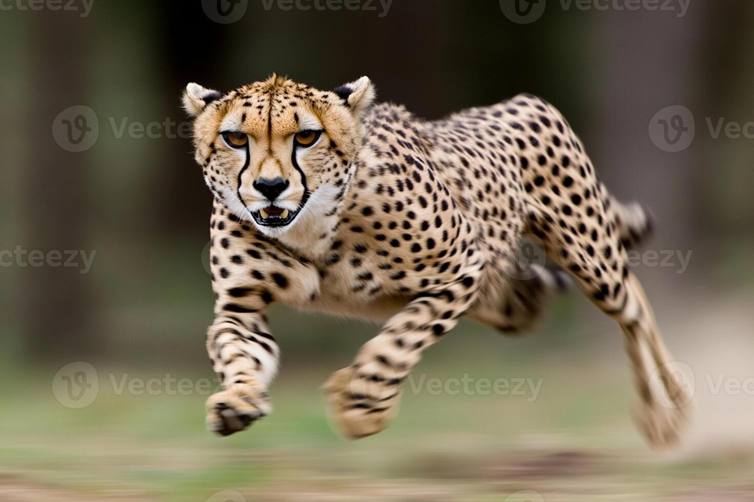 A cheetah running in the wild photo