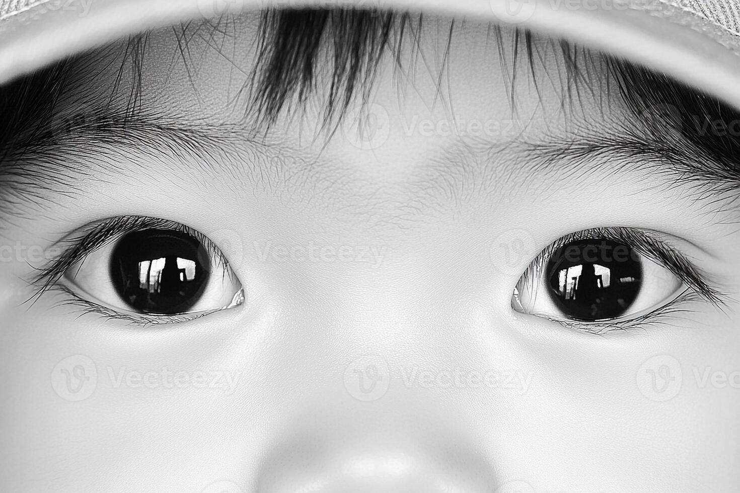 A close up of a child's eyes photo
