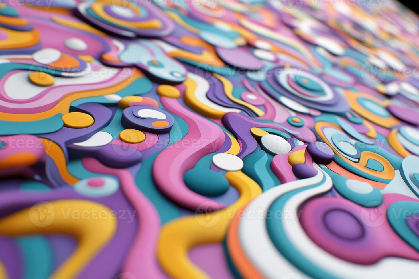 A colorful abstract painting with swirls and circles photo