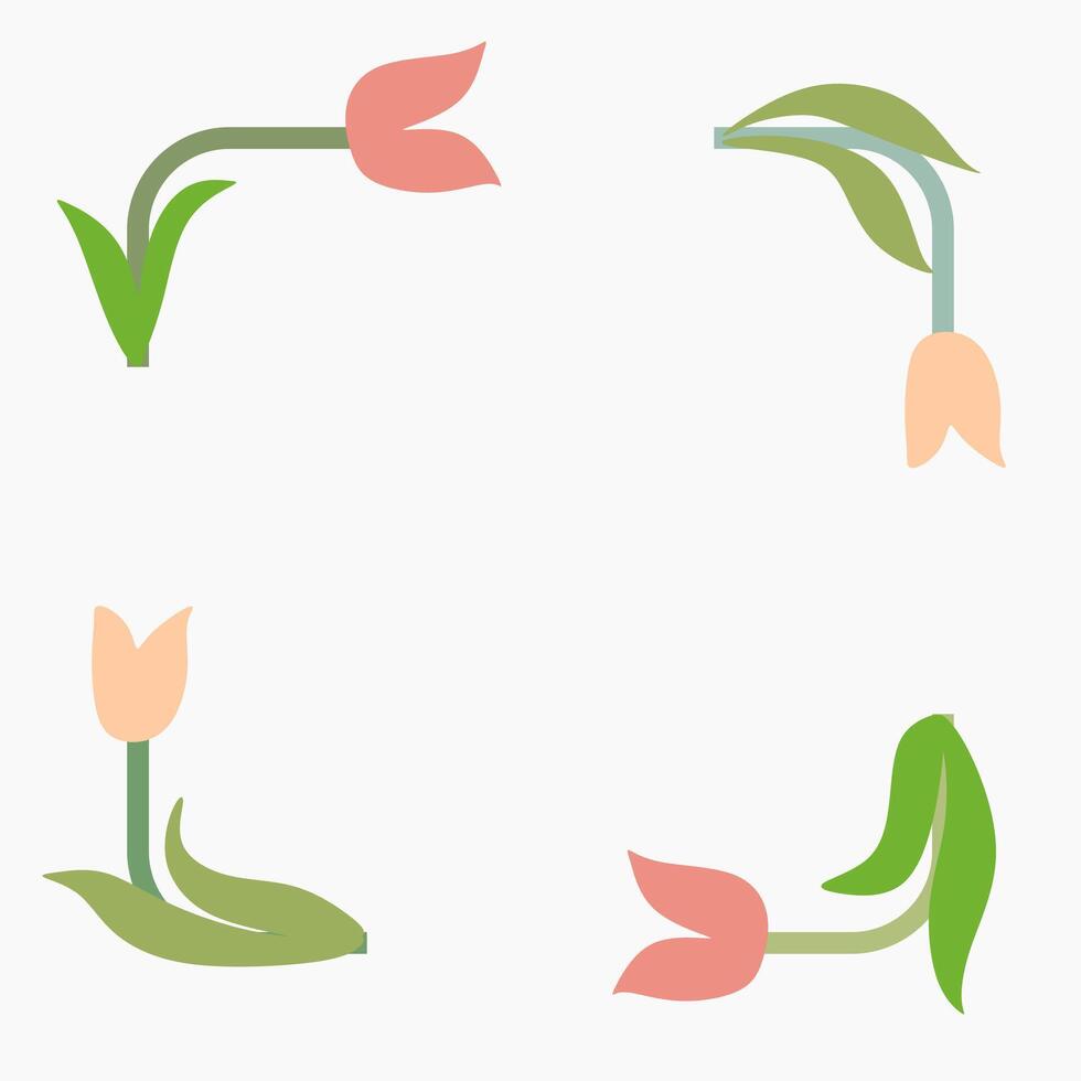 Tulip flower border square frame graphic illustration vector