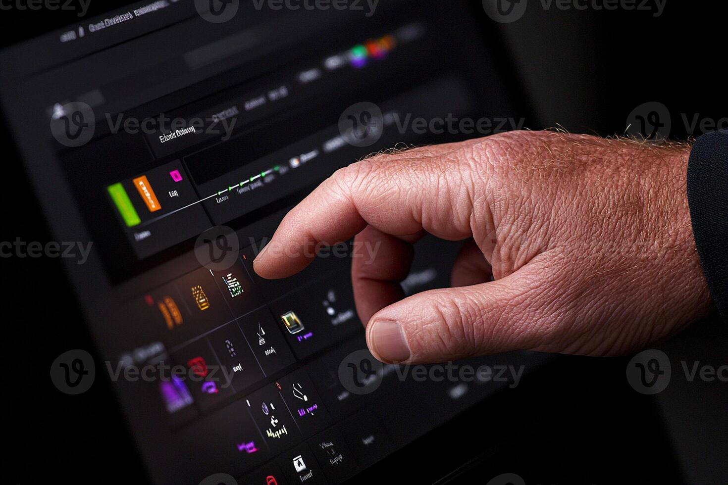 A person's hand is touching a computer screen photo