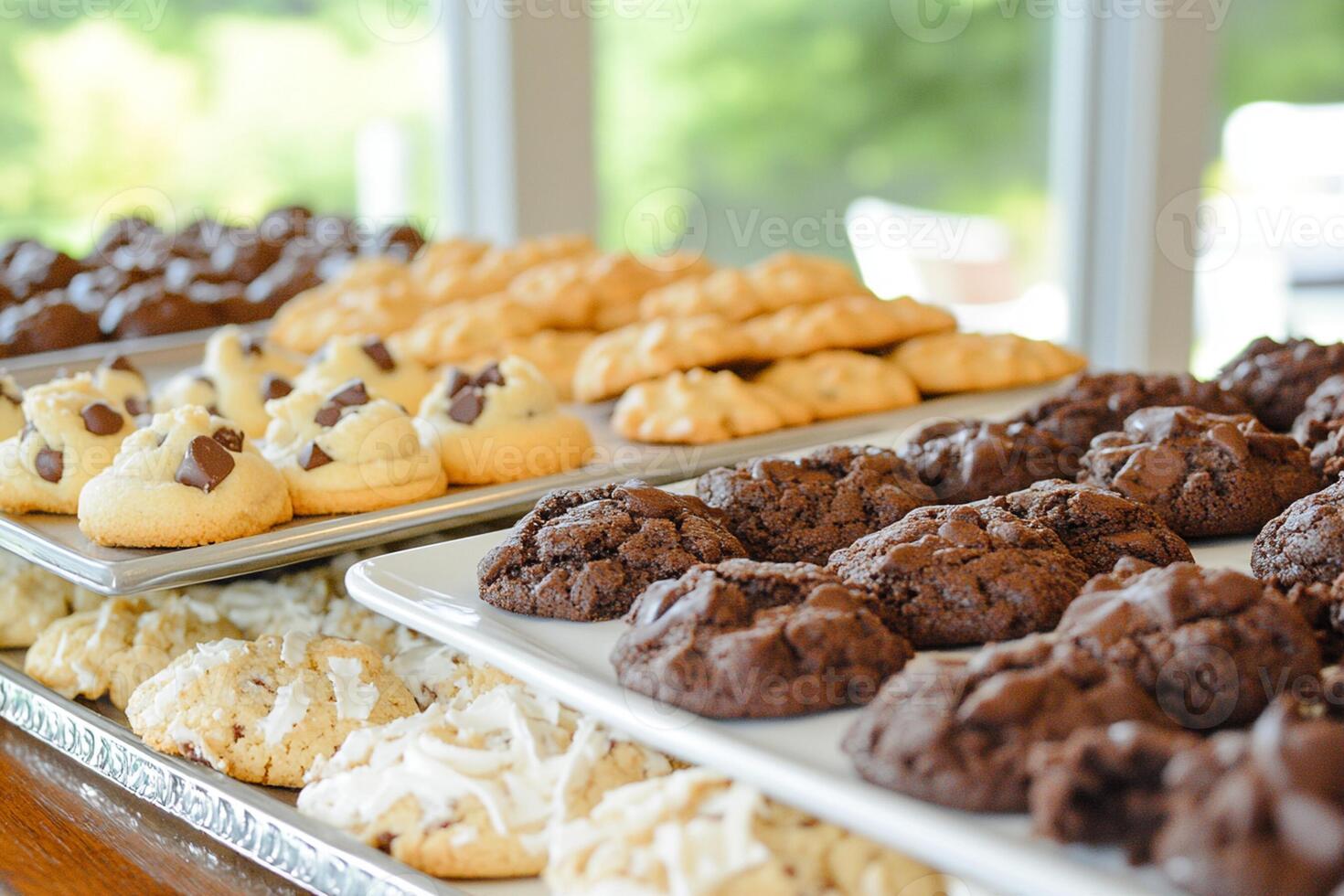 A table with a lot of cookies and cakes photo