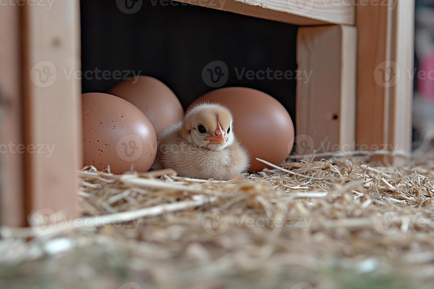 A small chicken in a pen photo