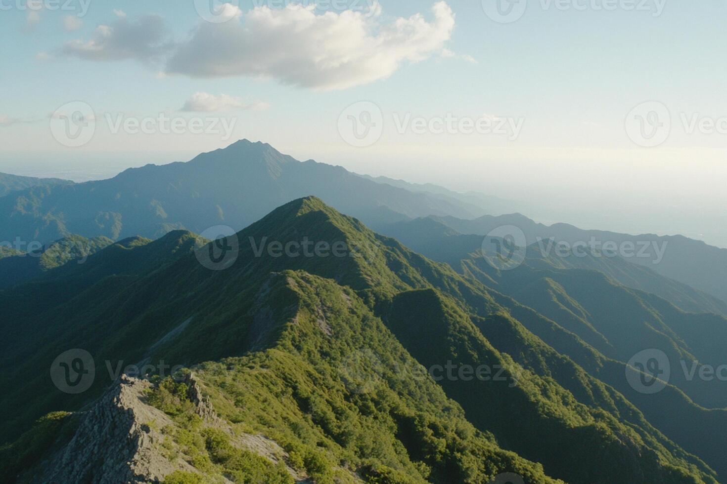 A view of the mountains from a high point photo