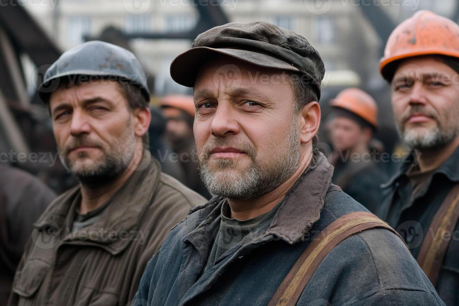 Men in hard hats standing in a group photo