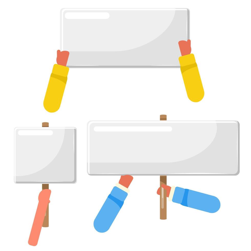 Design blank boards with sticks, wooden holders vector