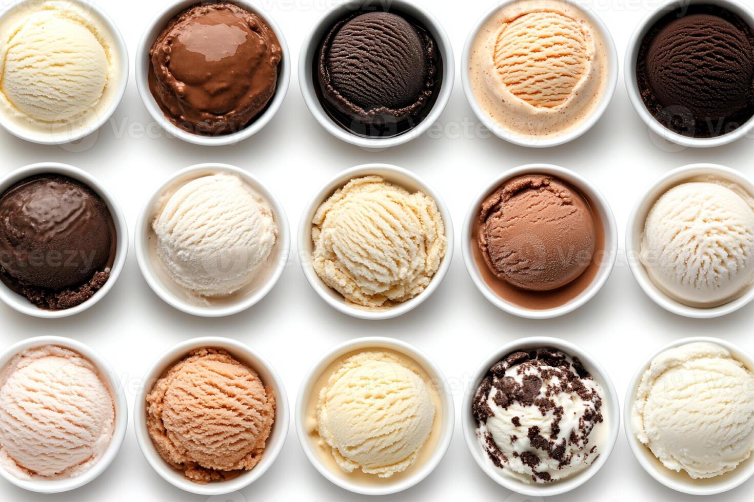 A variety of ice cream in bowls photo
