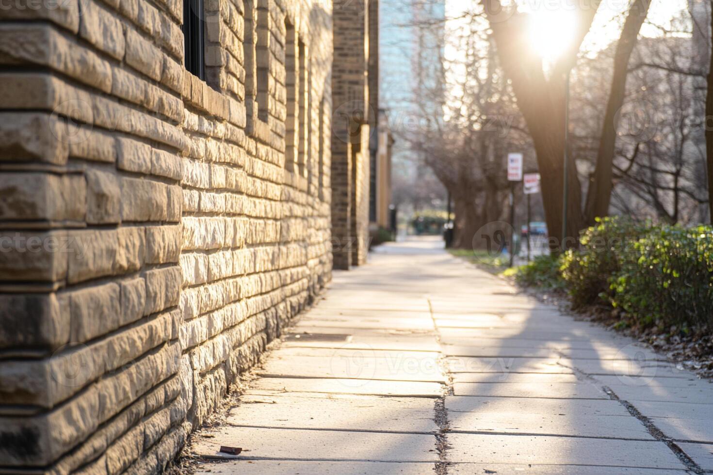 A sidewalk with a fire hydrant on it photo