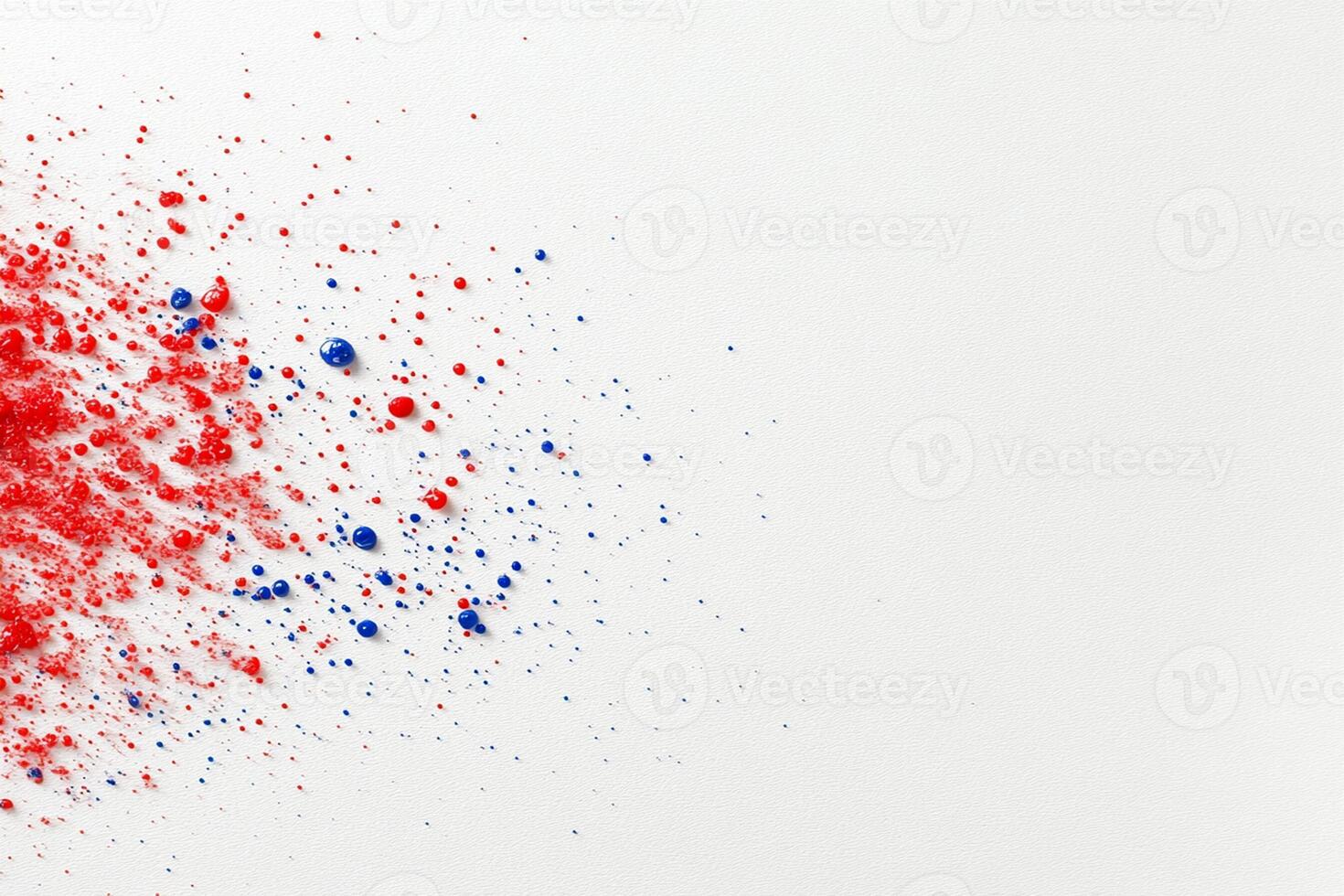 Red, white and blue paint splatter on a white background photo