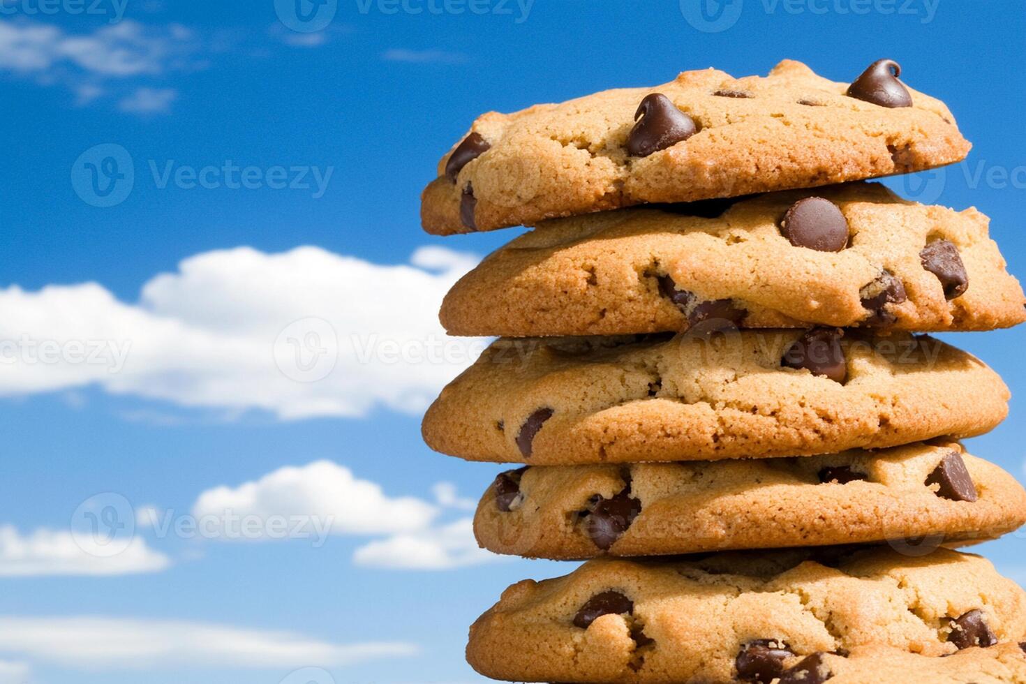 A stack of chocolate chip cookies photo
