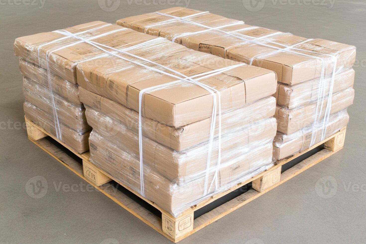 A pallet with boxes stacked on it photo