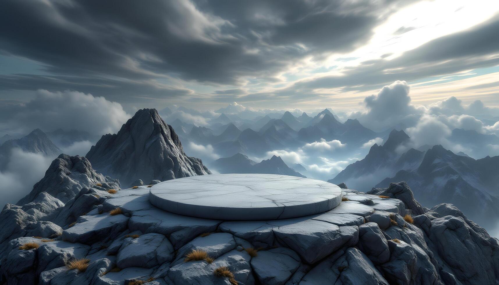 Circular Stone Platform on a Mountain Peak photo