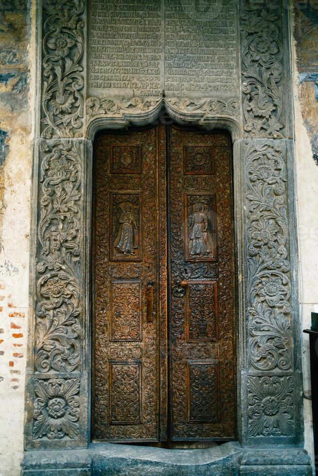 Ancient Door In Stavropoleos Monastery, Bucharest photo