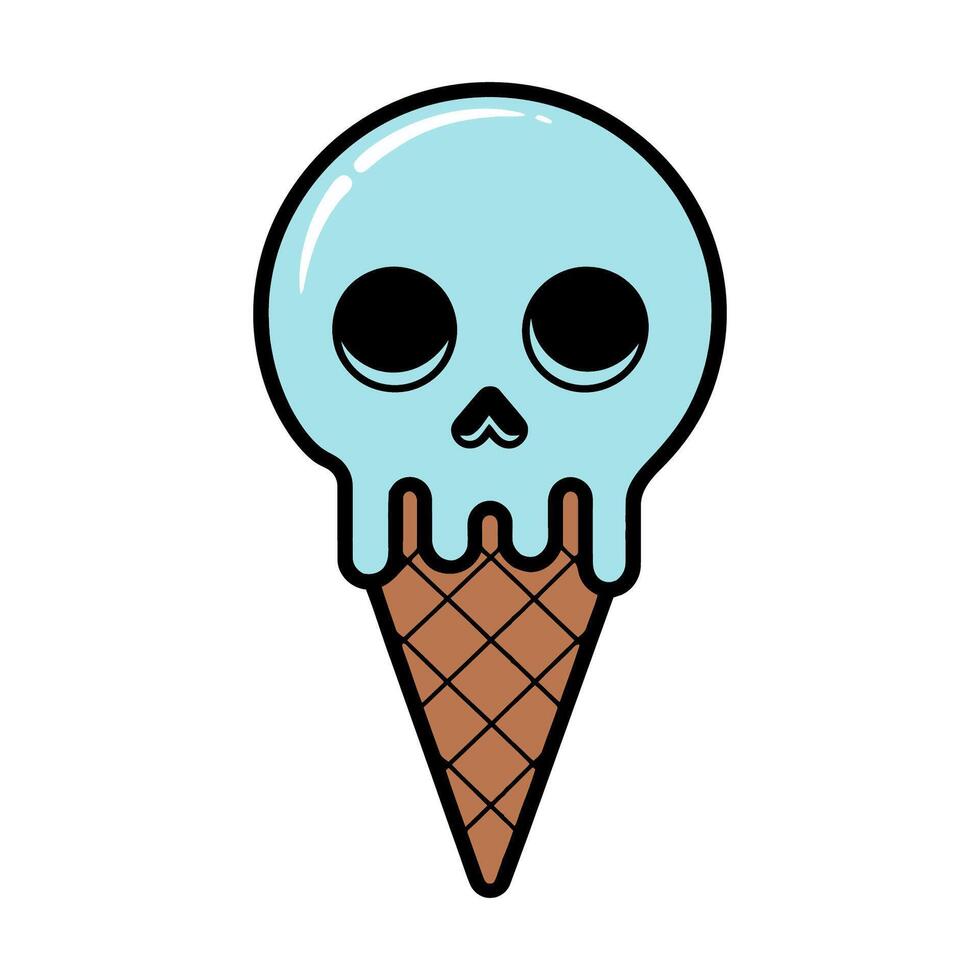 Skull Ice Cream Cone Illustration vector
