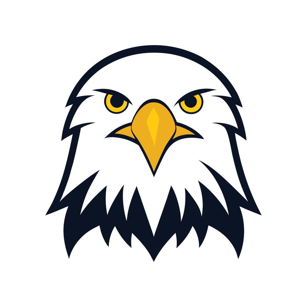 Front facing stare eagle bird head with white background vector