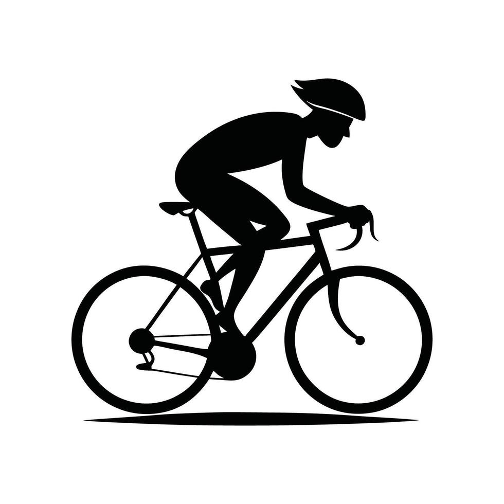 Silhouette of a cycling with white background vector