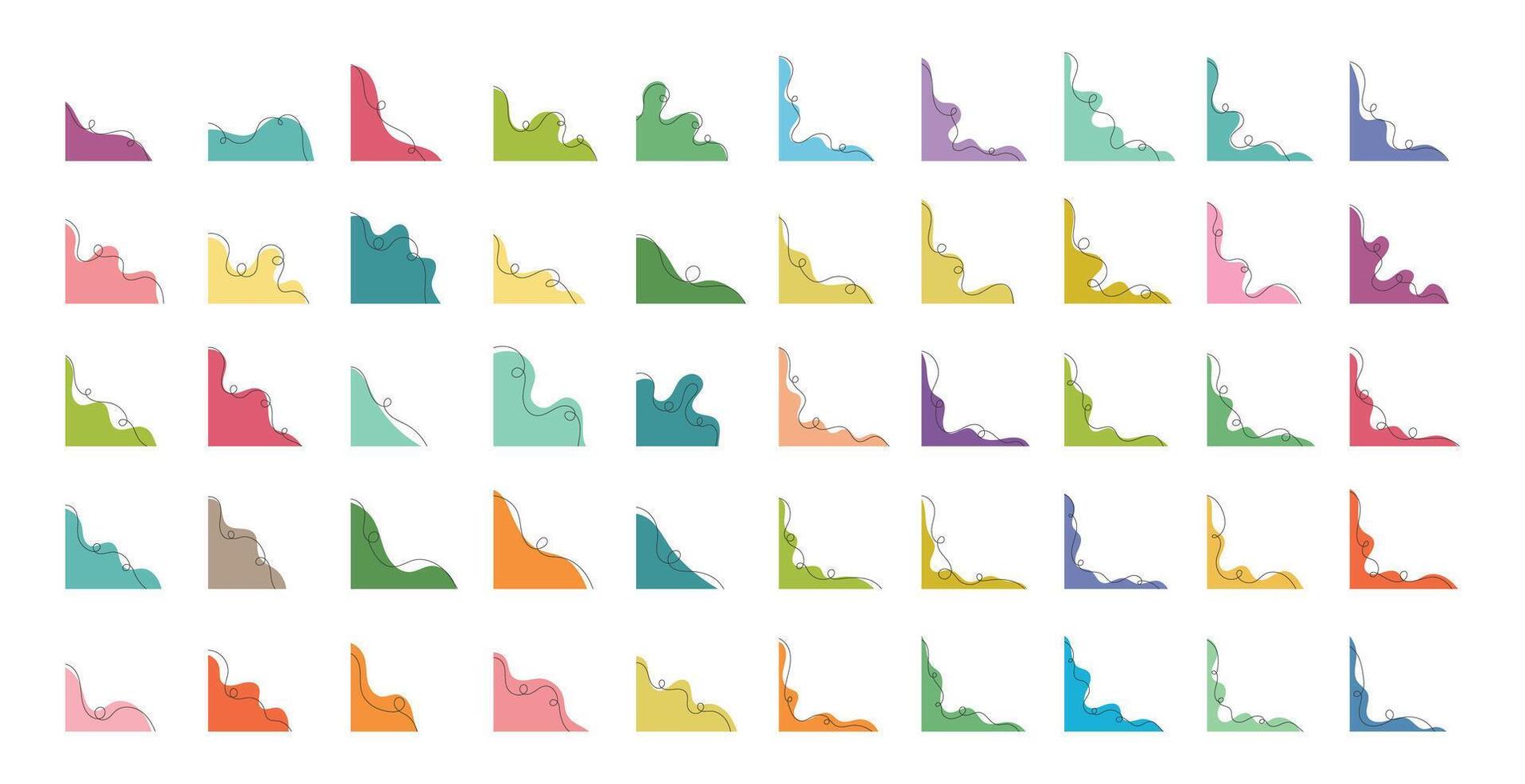 Blob Wavy Corner Frame and Line vector