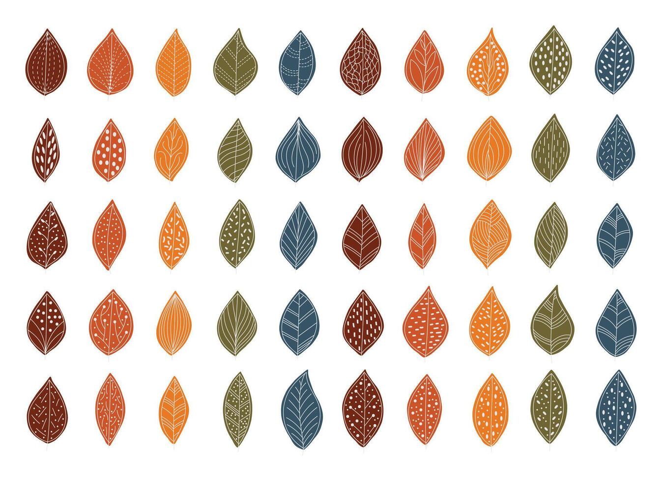 Collection of Leaf with Ornament Pattern vector