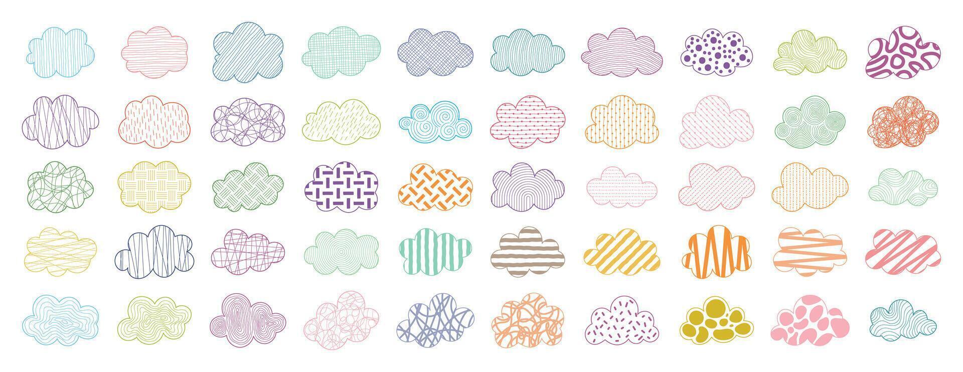 Cloud with Random Pattern Doodle vector