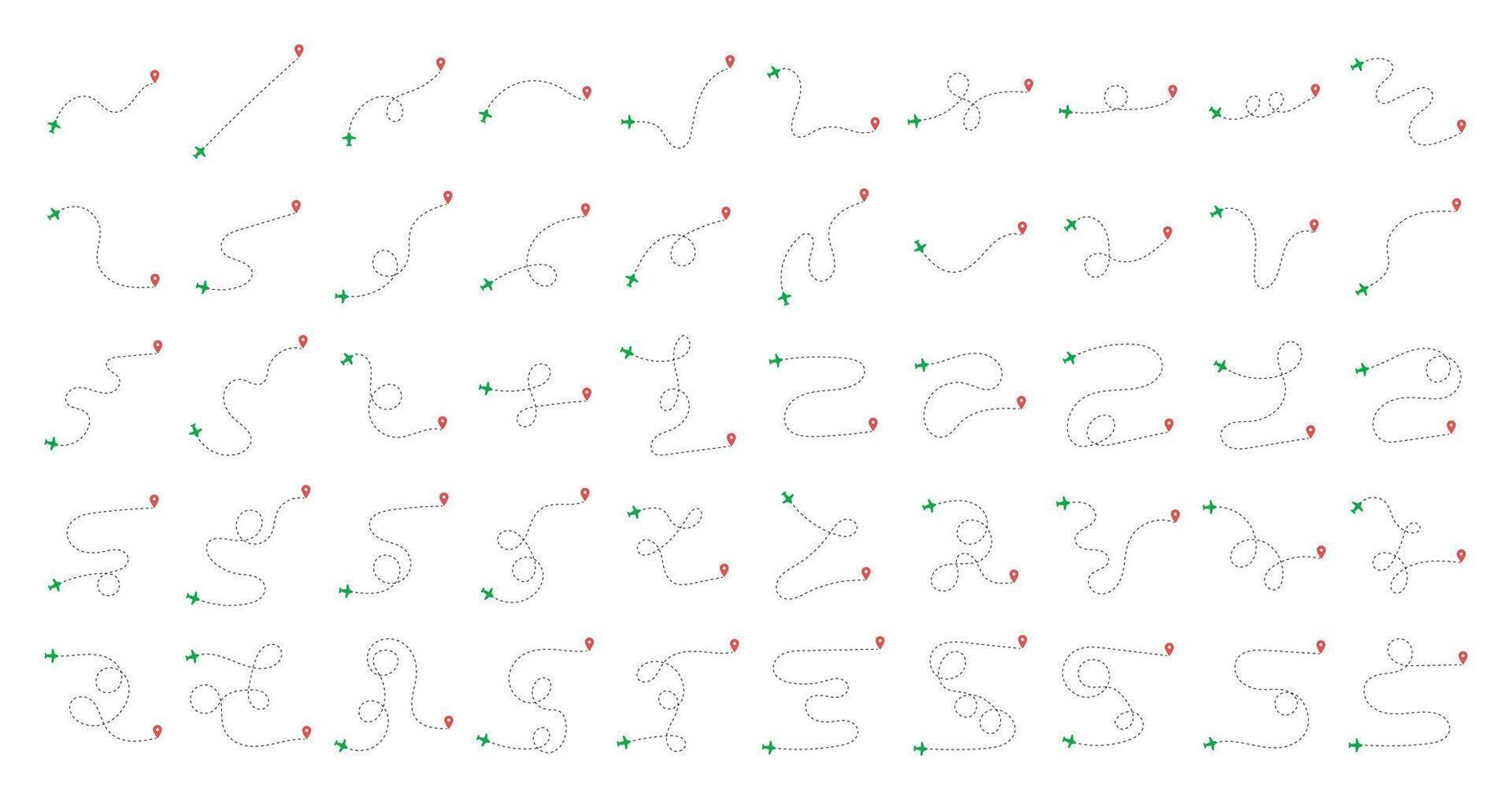 Dashed Line Plane Path Destination vector