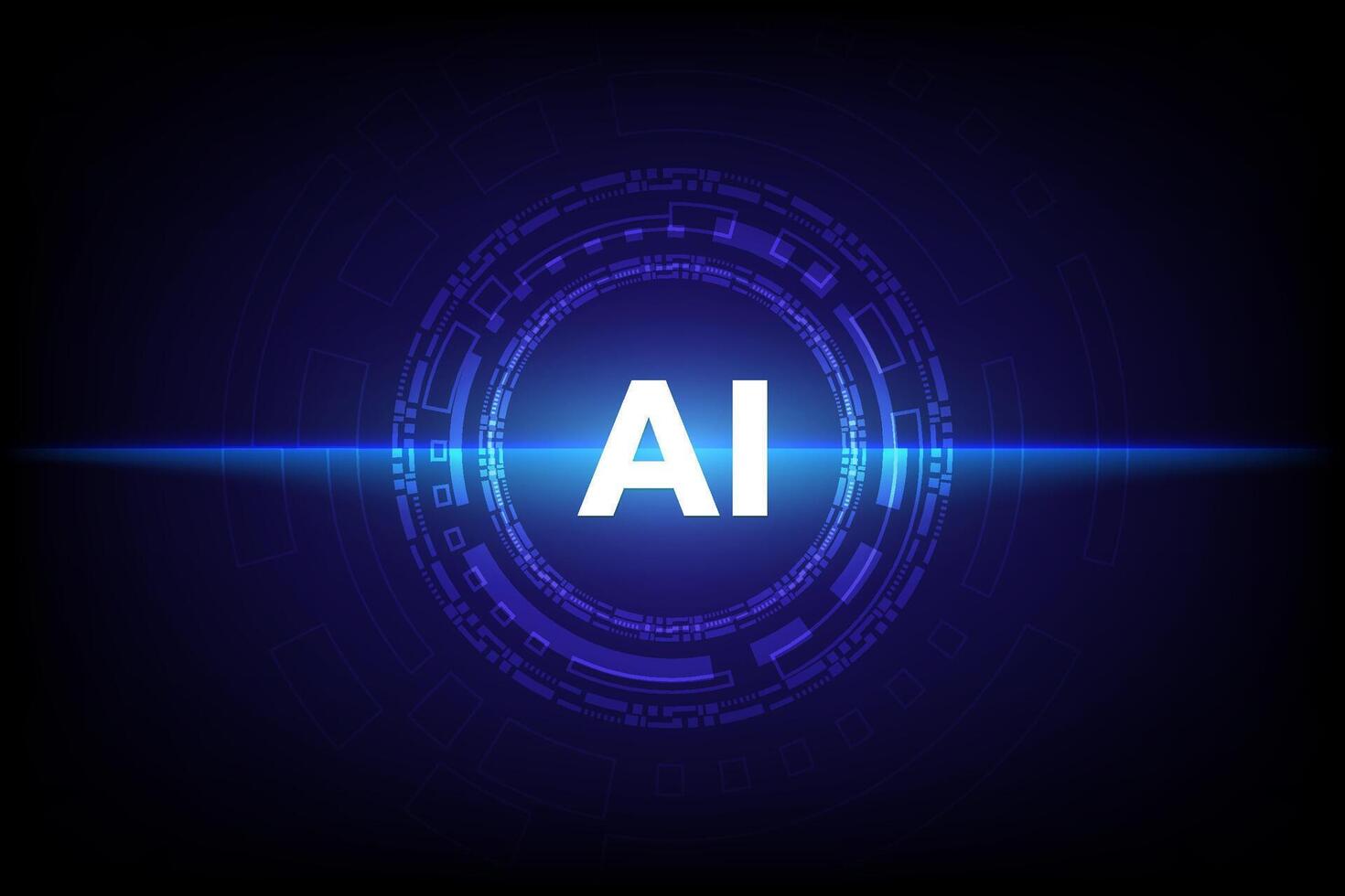 A hi tech Artificial Intelligence symbolizes cyber security, blending futuristic design with advanced technology vector
