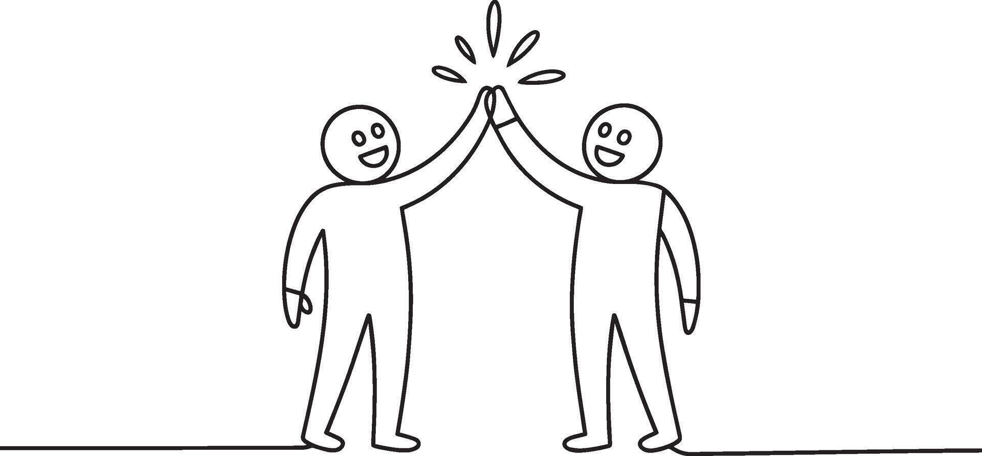 two people giving each other high five hand gesture vector