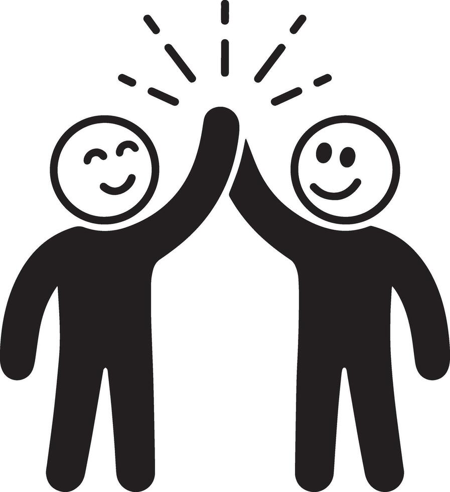 two people giving each other high five with a star vector
