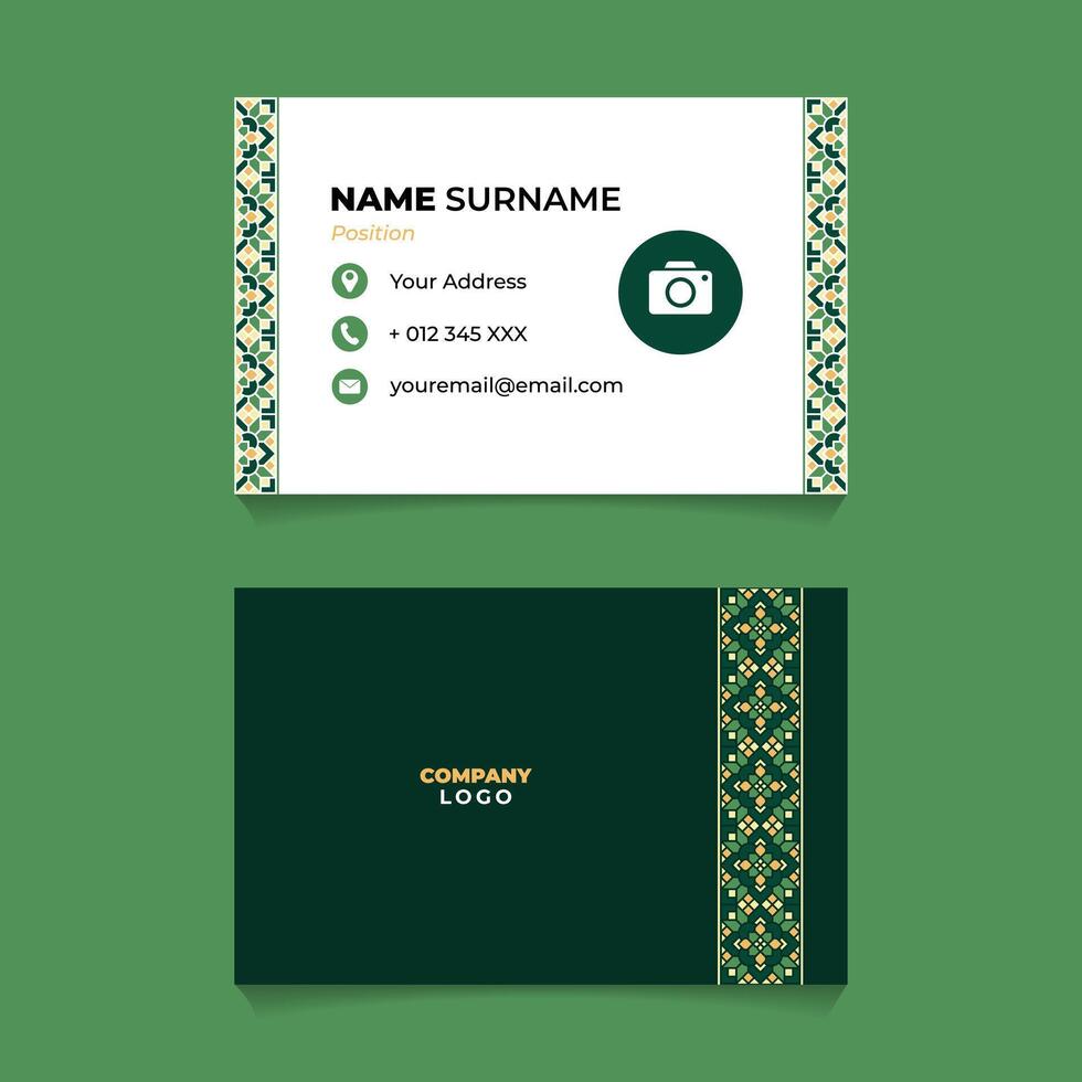 Name Card Design with Oriental Geometric Mandala Ornament Tape Border vector