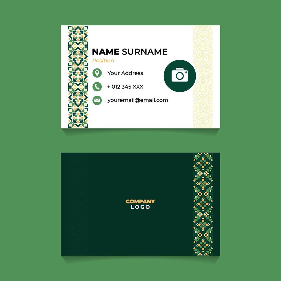 Name Card Design with Oriental Geometric Mandala Ornament Border and Stroke Textured vector