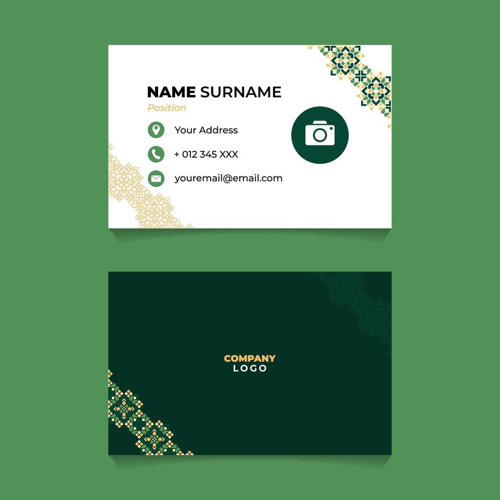 Name Card Design with Oriental Diagonal Geometric Mandala Ornament Border vector