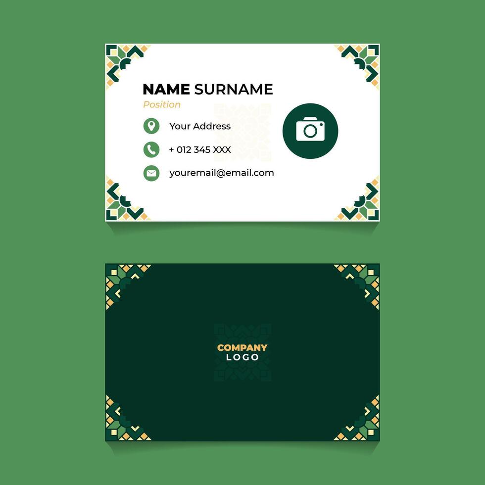 Name Card Design with Oriental Geometric Mandala Ornament on The Corner vector