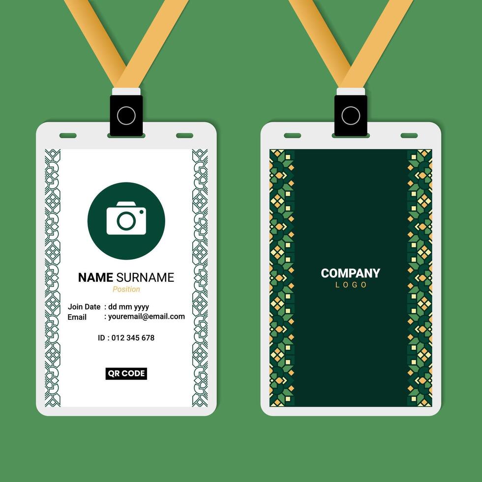 ID Card Design with Oriental Geometric Mandala Ornament Border on The Side vector