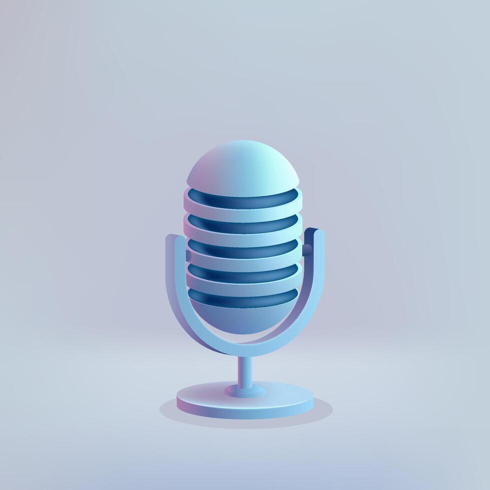 3D icon of a podcast microphone, symbolizing music, voice, speech, and audio communication. Represents sound recording, broadcasting, and media conversation. Not ai. vector