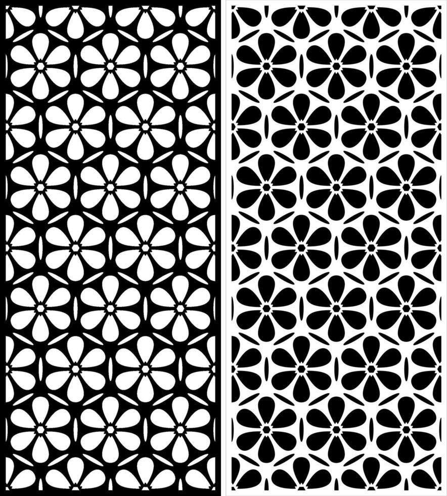 Black and White Floral Pattern Design for door vector