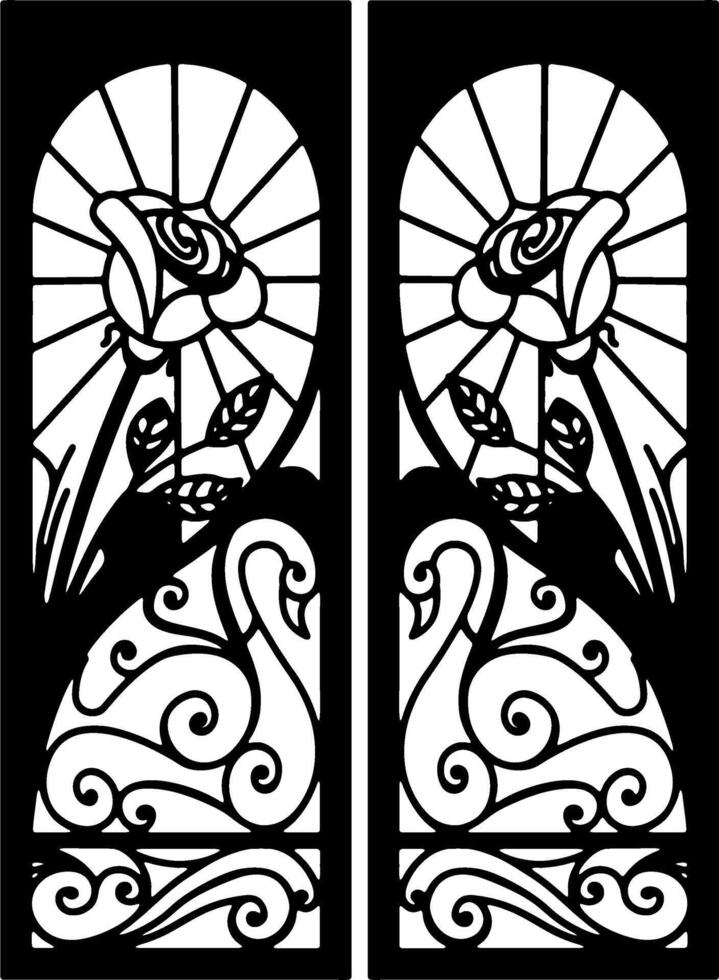 Art Deco Rose and Swan Design vector