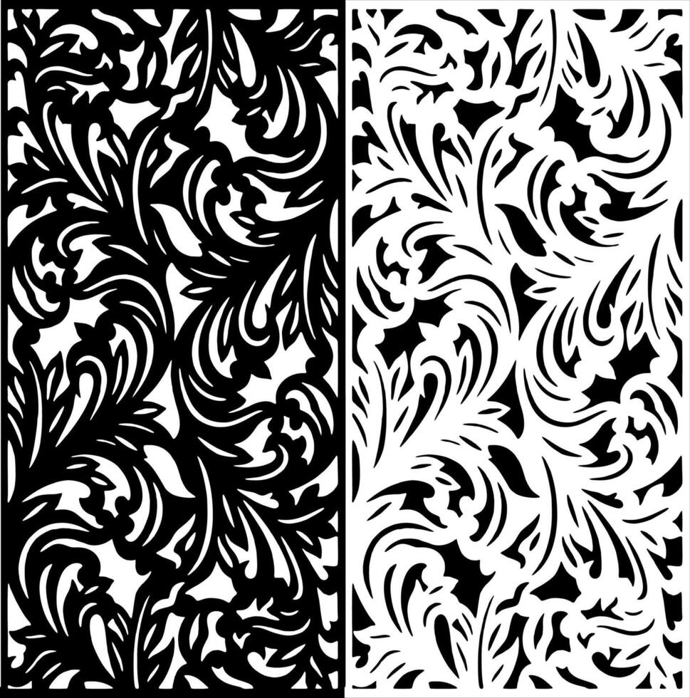 Elegant black and white floral design with ornamental pattern vector