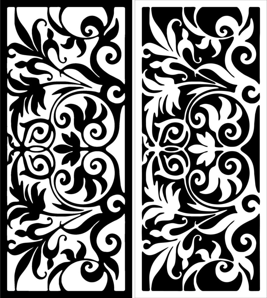 Symmetric Floral Ornamental Design in Black and White vector