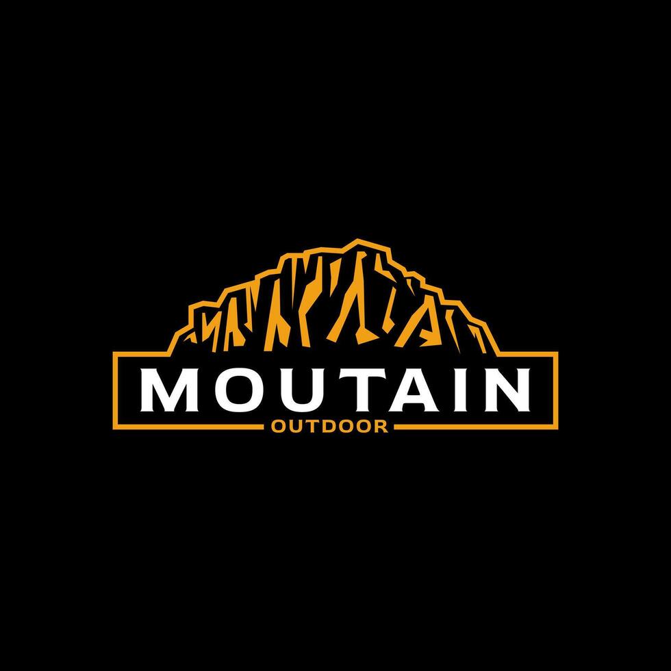 Mountains emblem badge label logo design with Black background vector