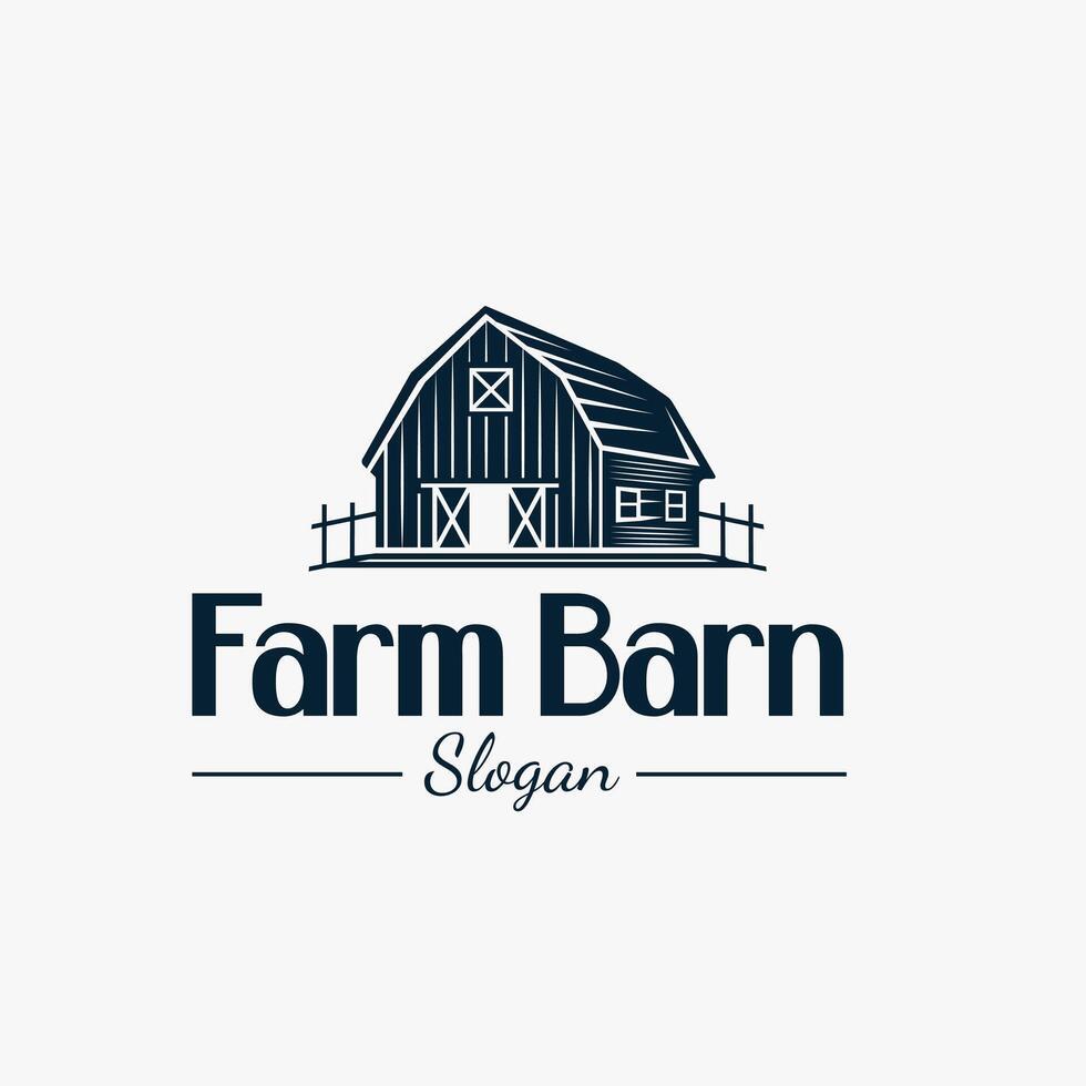 Classic Rustic Log Cabin Shed with Retro Vintage Style for Farm Logo vector
