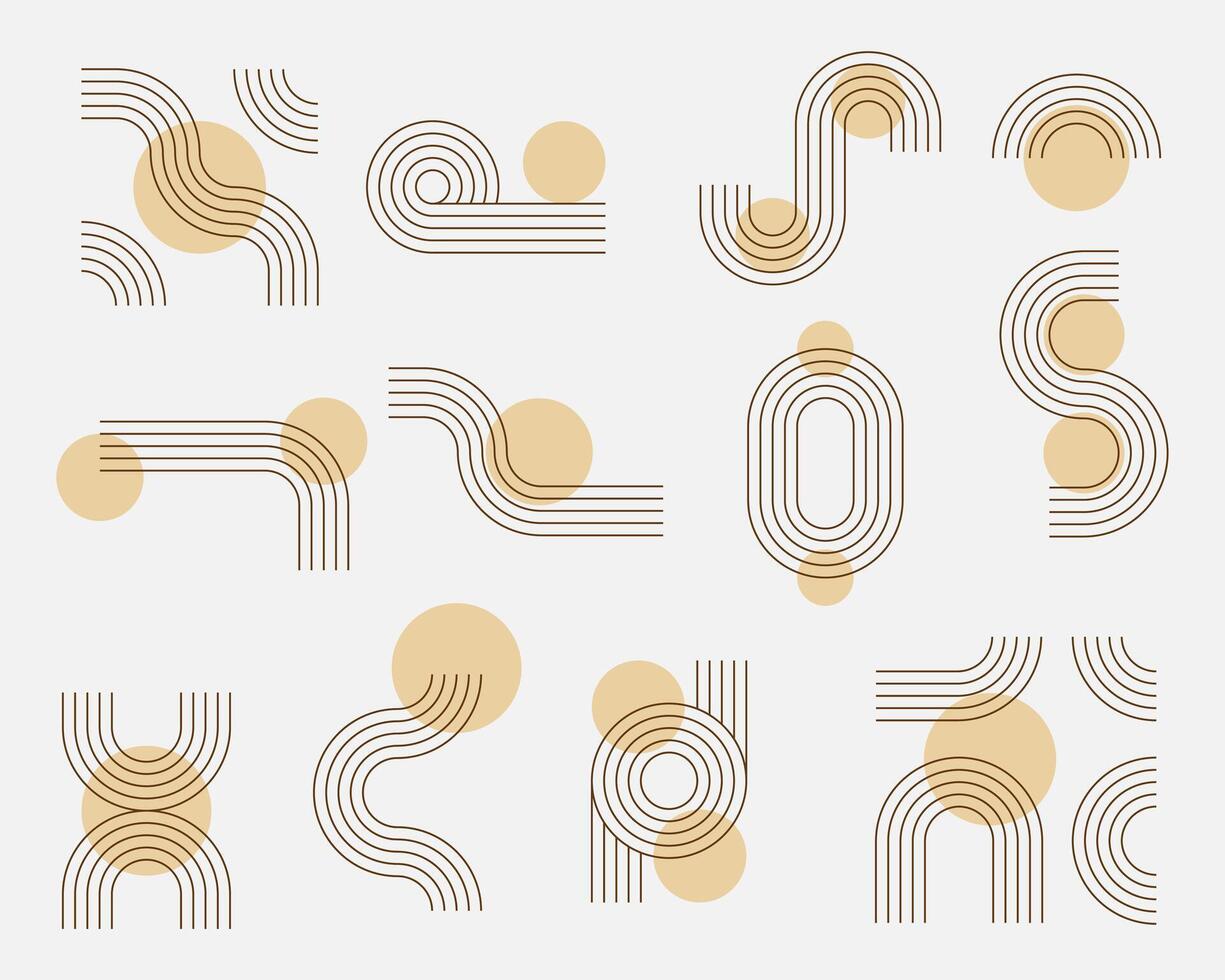 Collection of geometric, minimalist design elements. vector