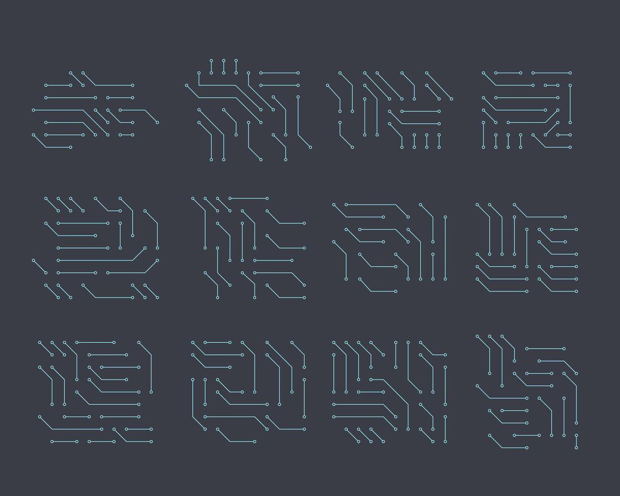 Abstract circuit board patterns in a dark background. vector